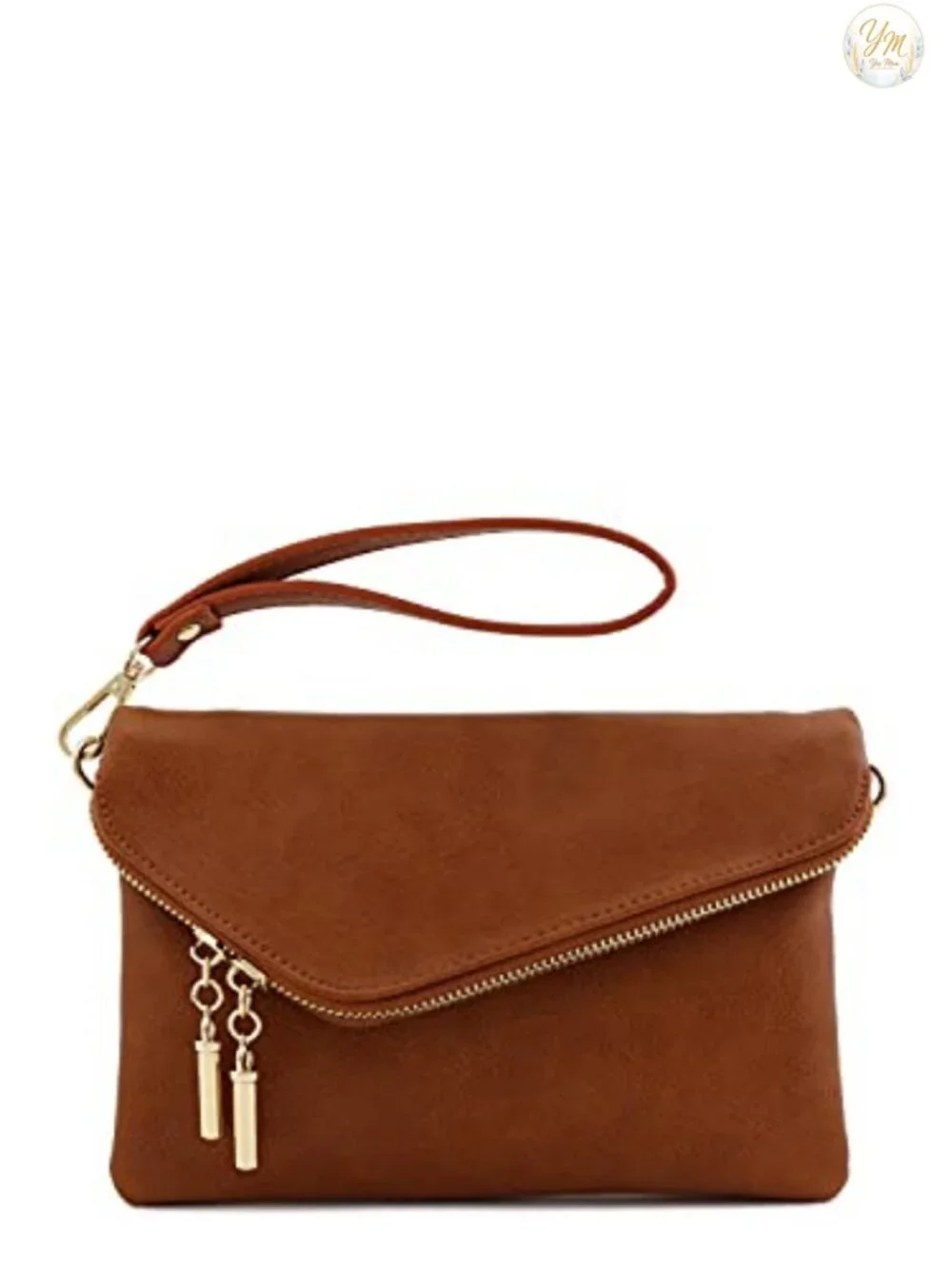 Envelope Wristlet Clutch Crossbody Bag with Chain Strap Faux Leather